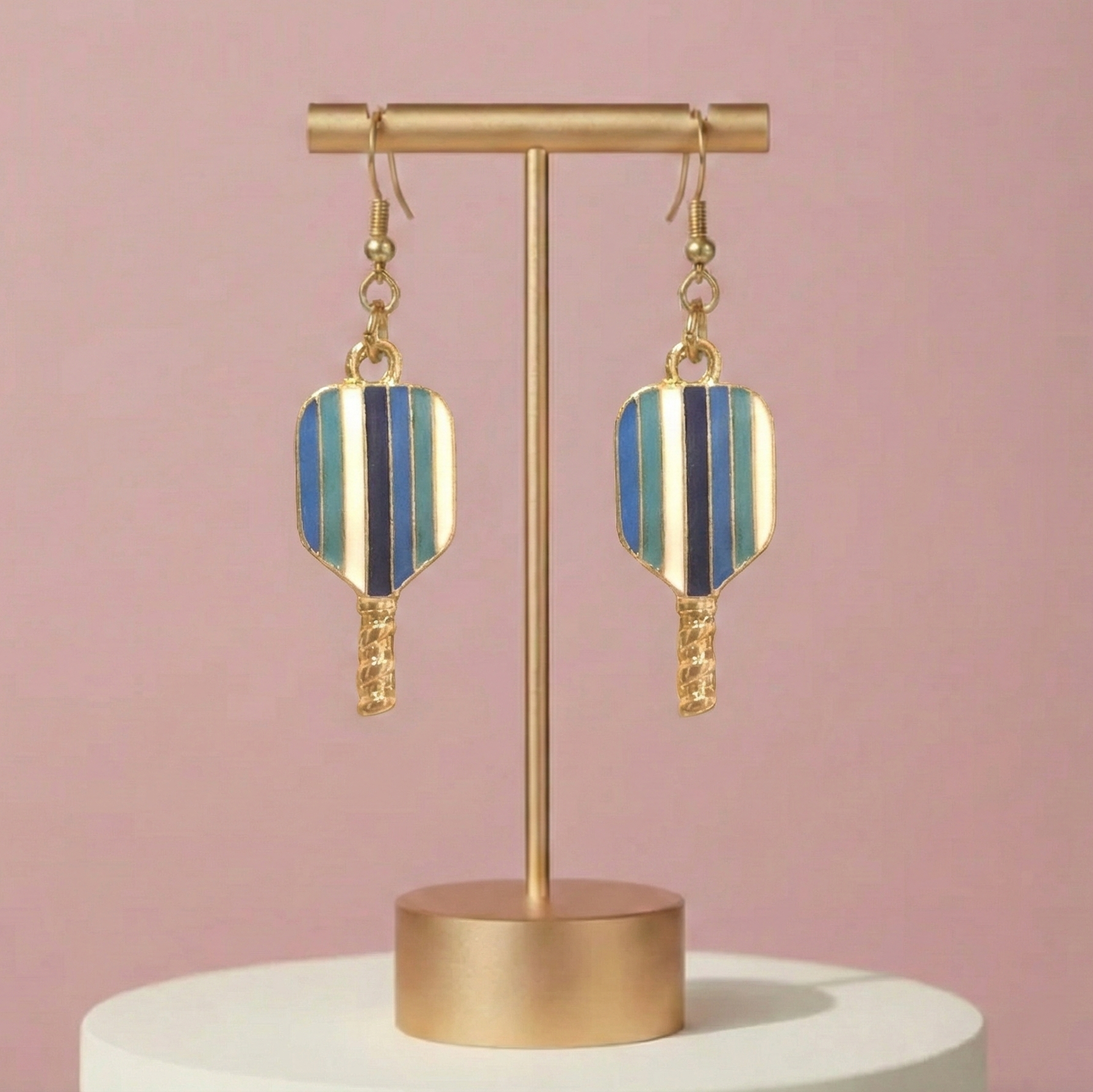 Dinkette Vertical Stripe Pickleball Earrings