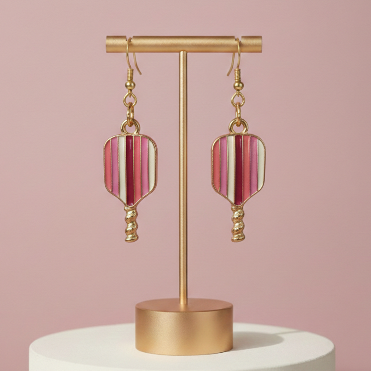 Dinkette Vertical Stripe Pickleball Earrings