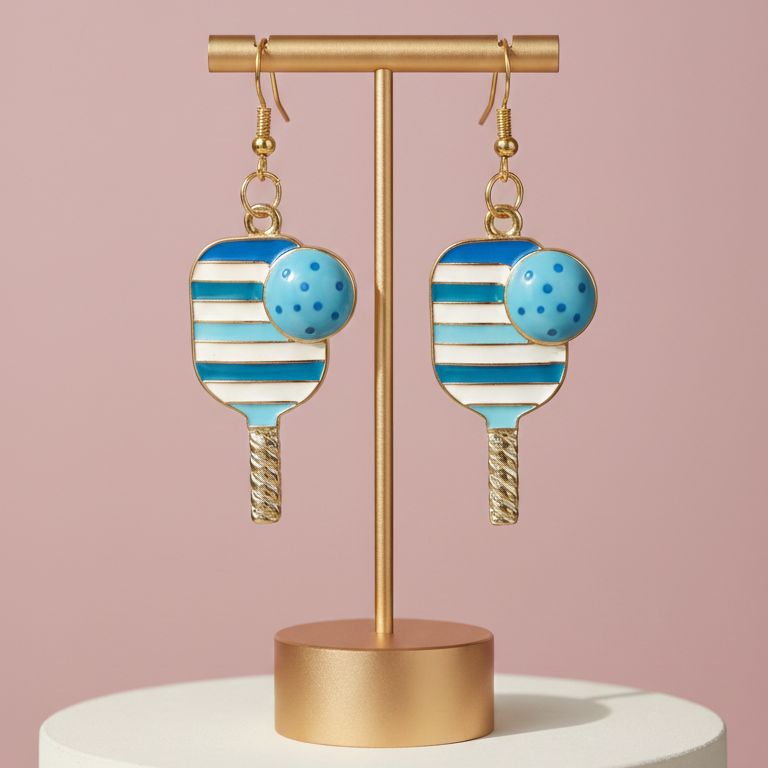 Grandstand Striped Pickleball Earrings