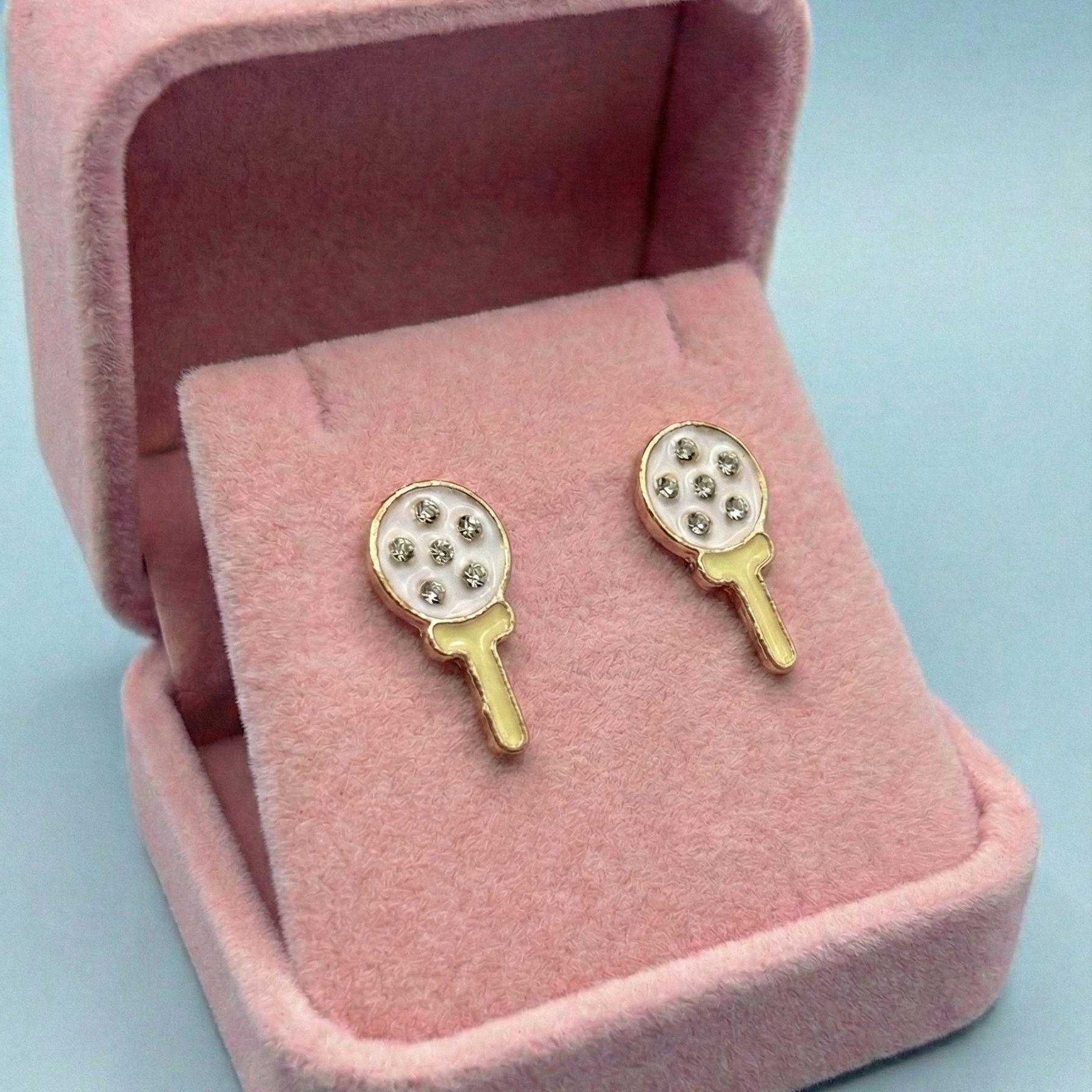 Golf Ball & Tee Sparkle Stud Earrings