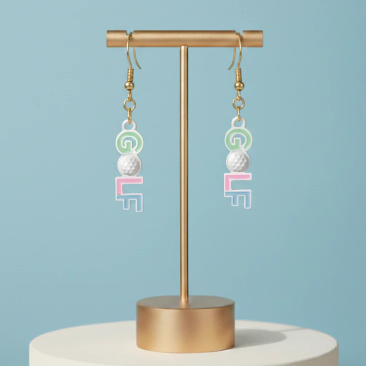 The "GOLF" Script Drop Earrings