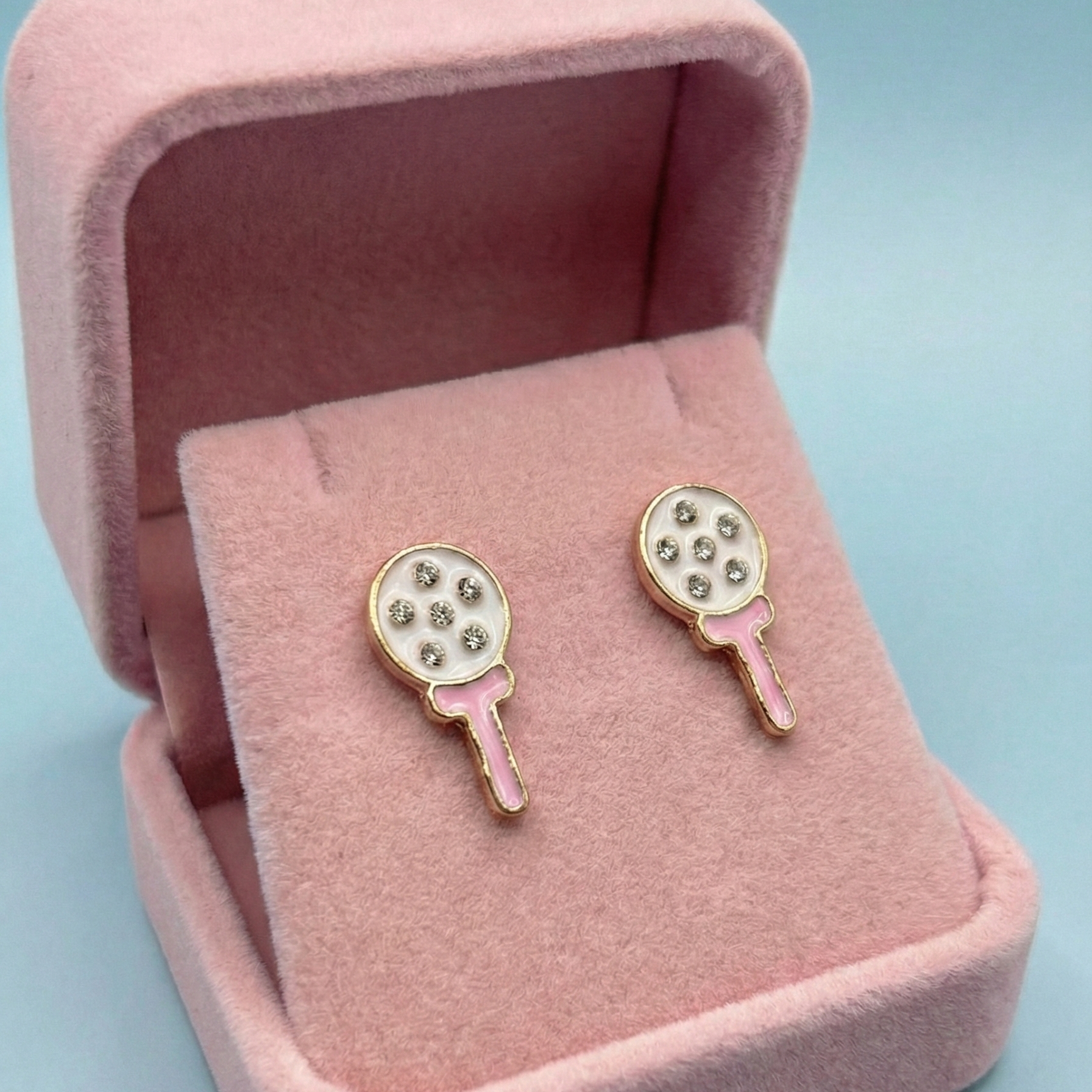 Golf Ball & Tee Sparkle Stud Earrings