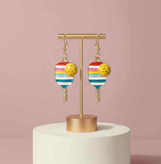 Grandstand Striped Pickleball Earrings
